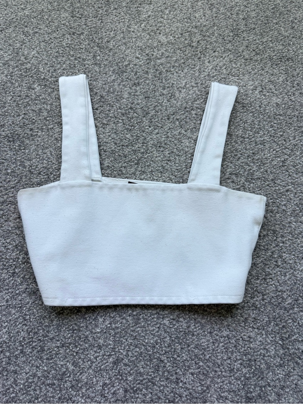 Zara White Square-Neck Crop Tank